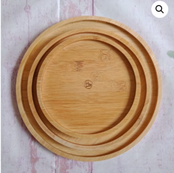 Round bamboo tray