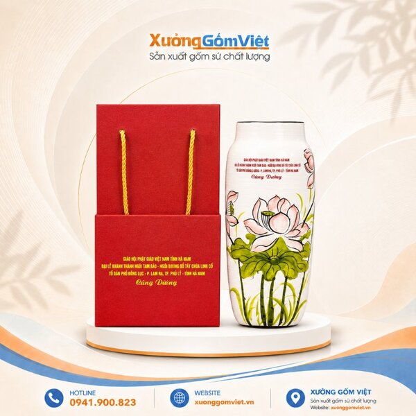Ceramic flower vases with Viet Nam Buddhist Sangha engraved