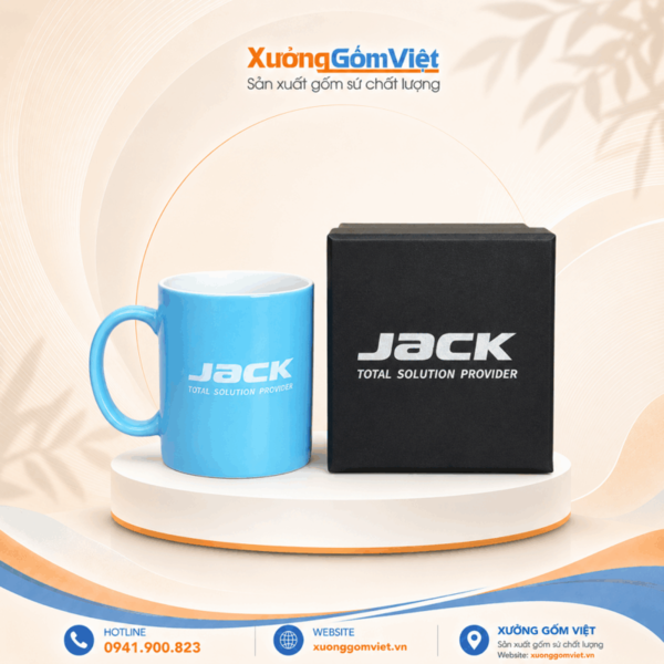 Ceramic mugs with Jack Total Solution Provider logo