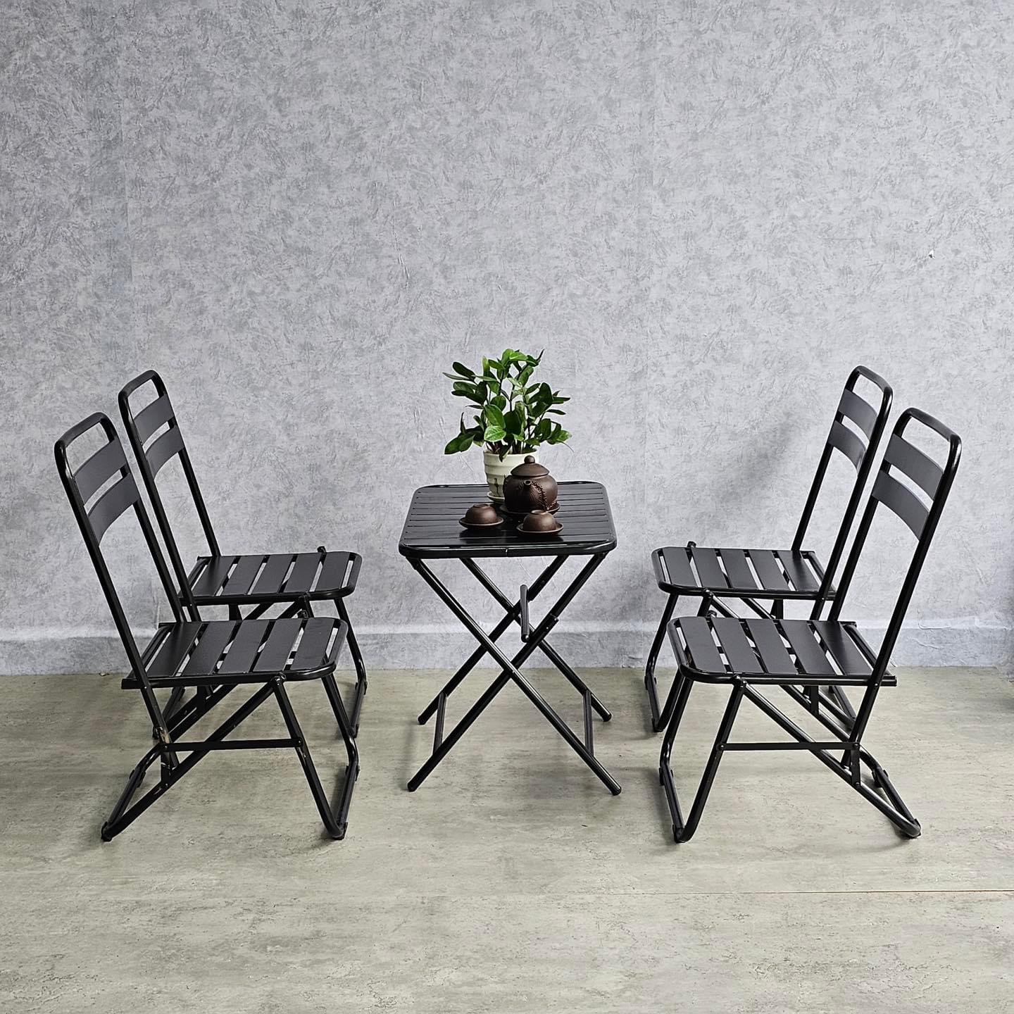 Iron folding table and chair set