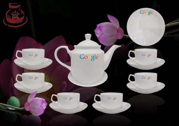 Ceramic tea set with logo printed