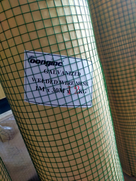 Green mesh covered with plastic