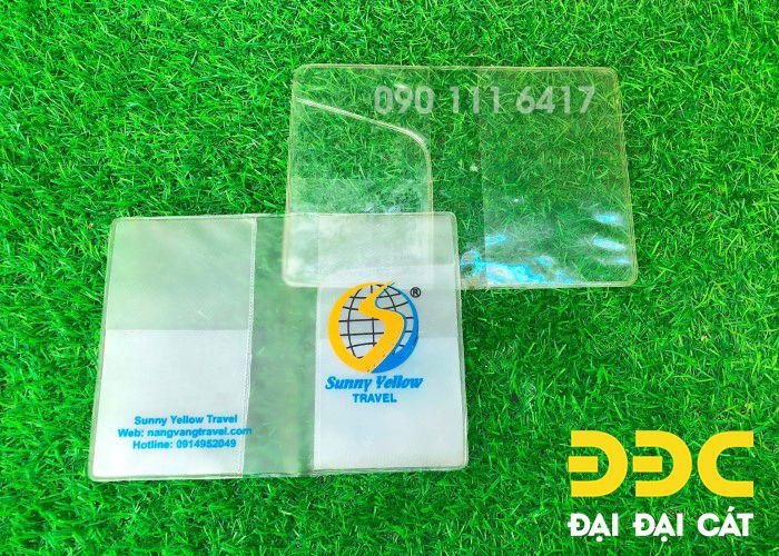 Transparent leather passport pounch with logo