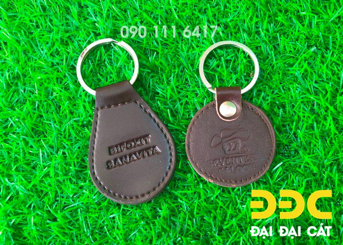 Leather keychain with logo