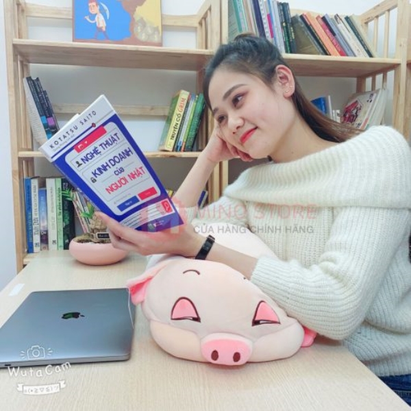 Pink pig blanket and pillow set