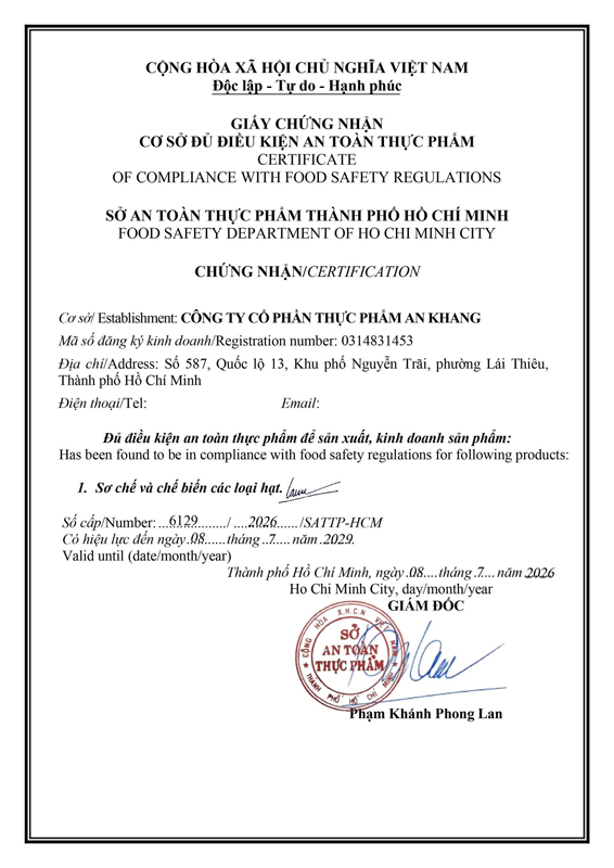 Food Safety Certificate