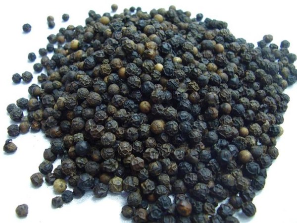 Whole black peppercorns