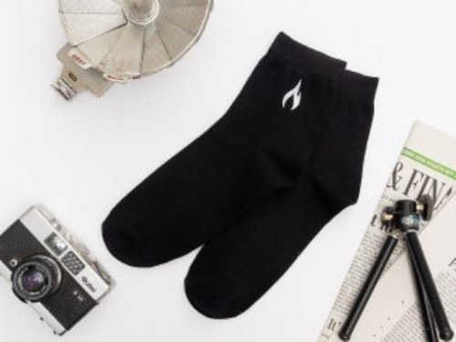 Rocket Printed Black High Neck Socks