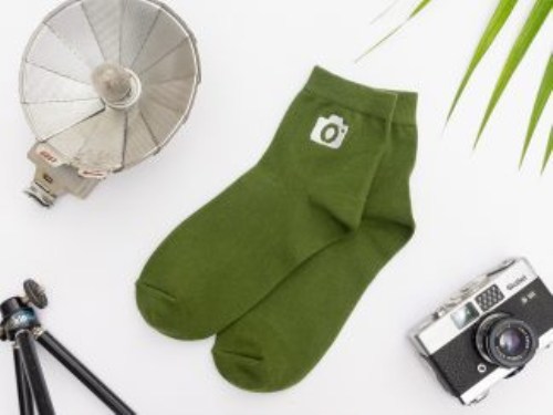 Camera Printed High Neck Socks