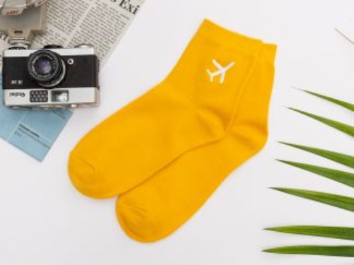 Plane Printed High Neck Socks