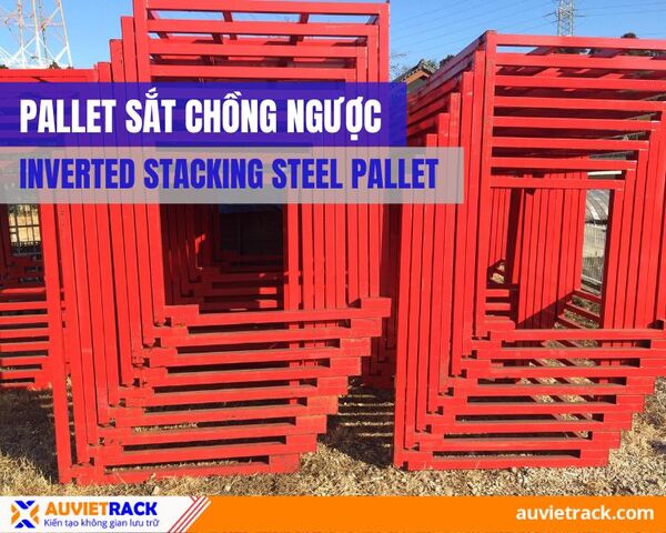Inverted stacking steel pallet