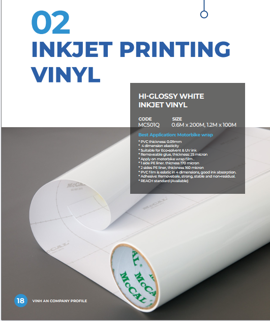 White Inkjet Vinyl (MC501Q)