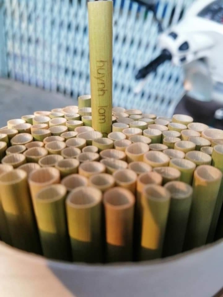 Brand engraved grass straws