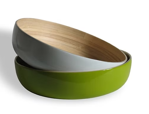 Lacquered bamboo round fruit bowl