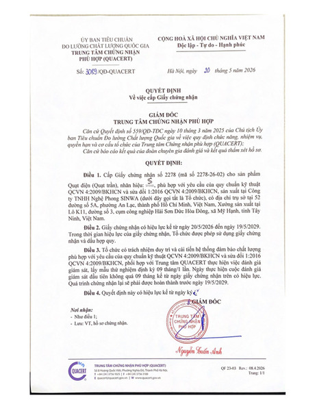 Certificate of Conformity