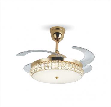 Retractable ceiling fan with LED light