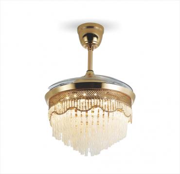 Retractable ceiling fan with LED light