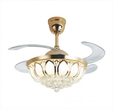 Retractable ceiling fan with LED light