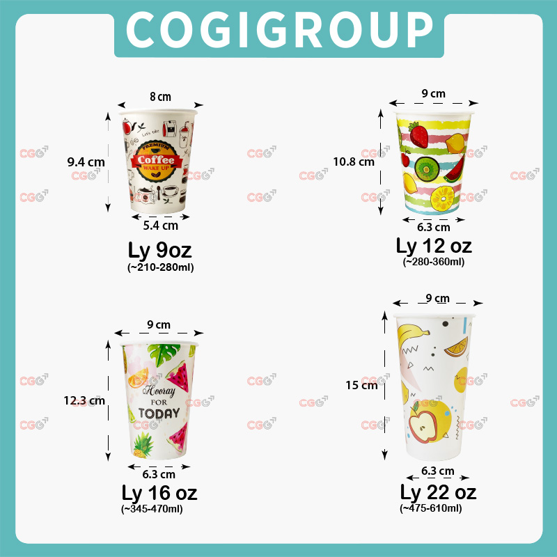 Printed paper cups (various sizes)