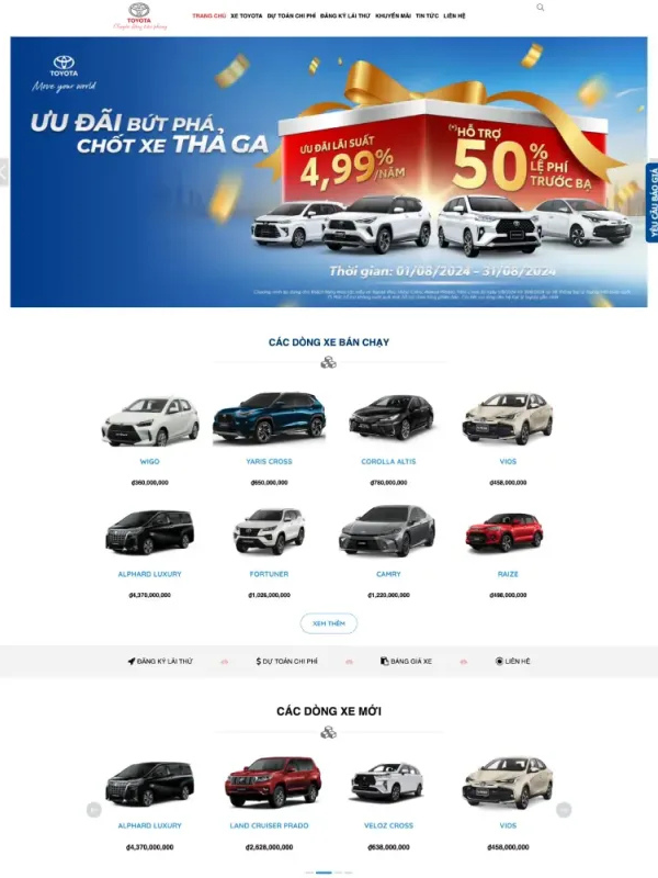 Toyota Hung Vuong car sales website