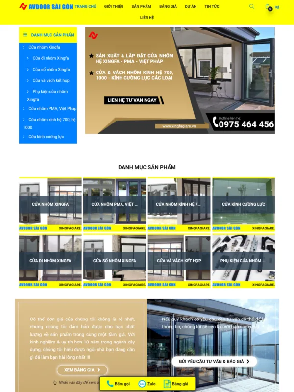 AVDOOR Saigon Aluminum Doors website