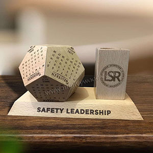 12-sided hexagonal wooden calendar