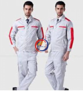 White and red protective suit