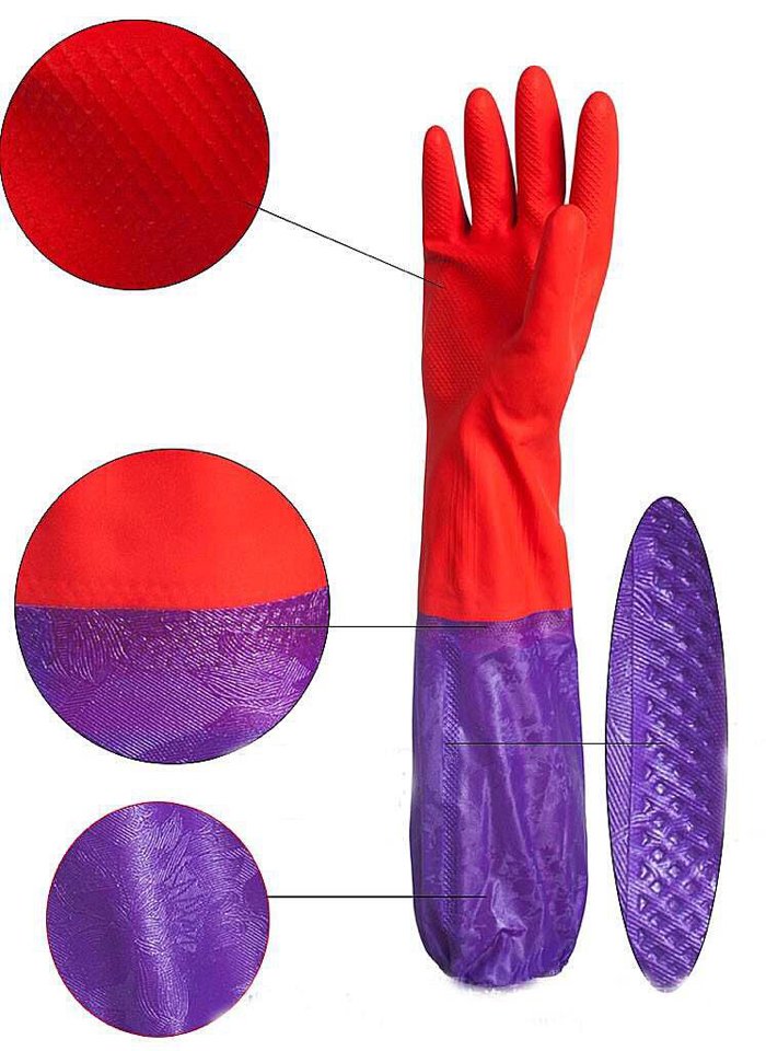 Rubber gloves with felt lining