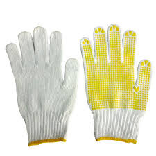 Cotton gloves with plastic dots