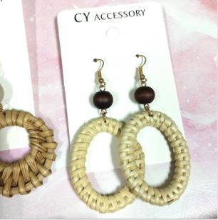 Bamboo and rattan earrings