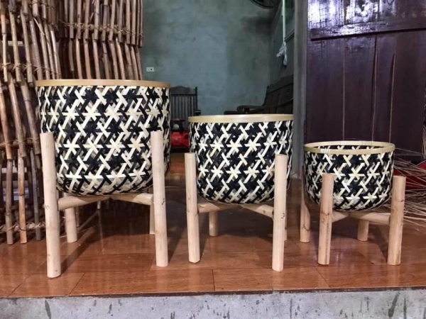 Bamboo and rattan basket