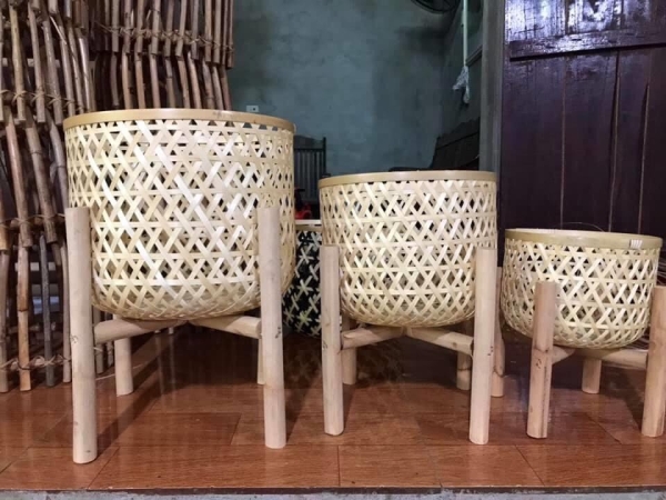 Bamboo and rattan basket