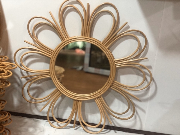 Bamboo and rattan mirror