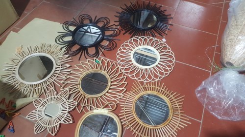 Bamboo and rattan mirrors