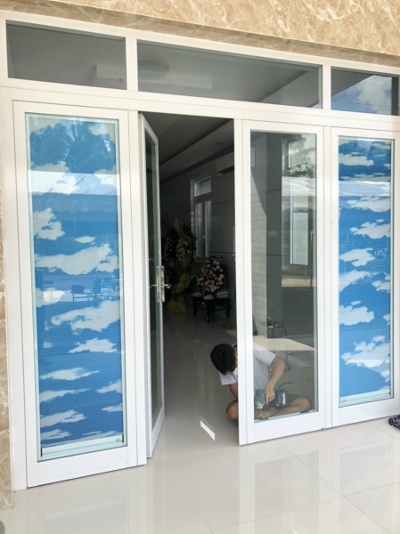 Honeycomb shades for door