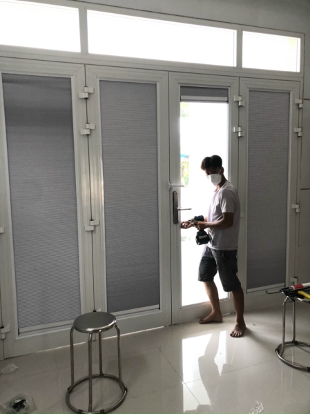 Honeycomb shades for door