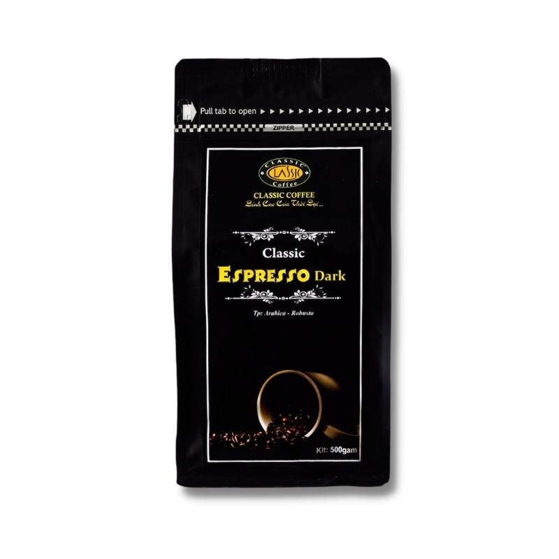 Dark espresso robusta coffee