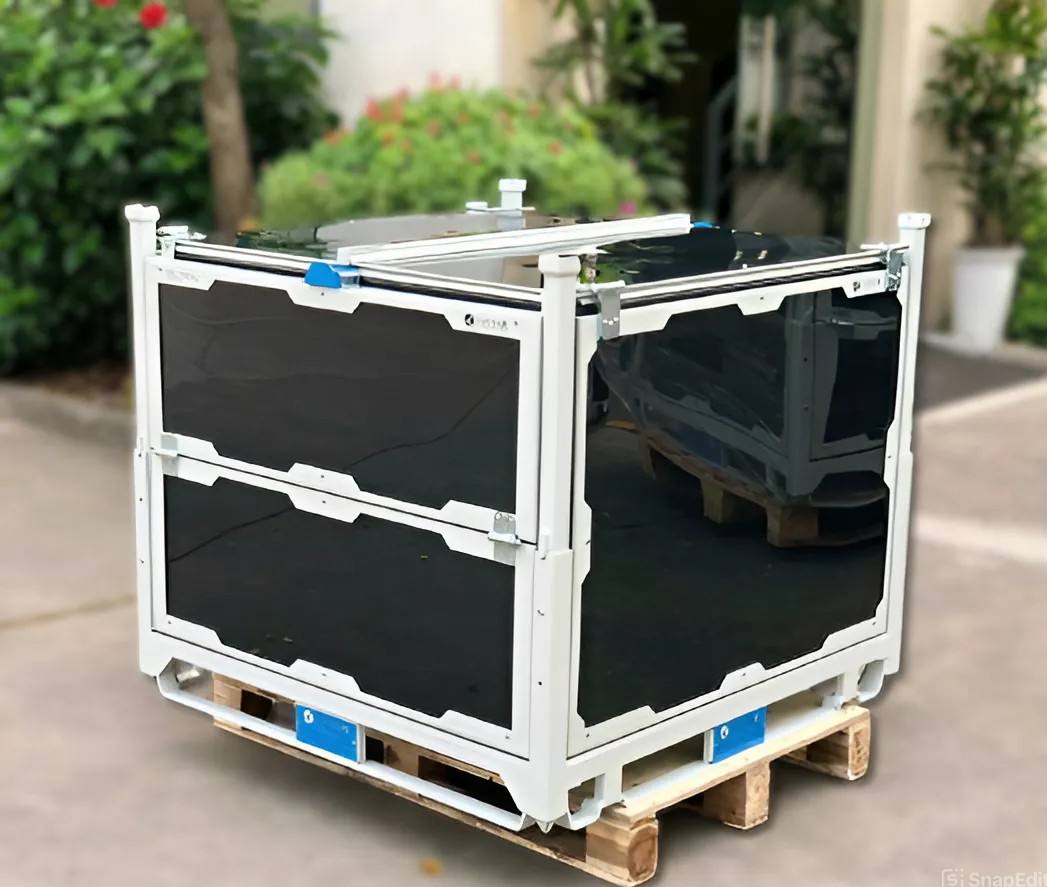 Heavy Duty Powder Coated Steel Transport Cage Custom Size Stackable Foldable Container Box