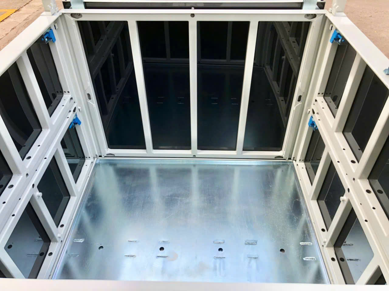 Heavy Duty Powder Coated Steel Transport Cage Custom Size Stackable Foldable Container Box