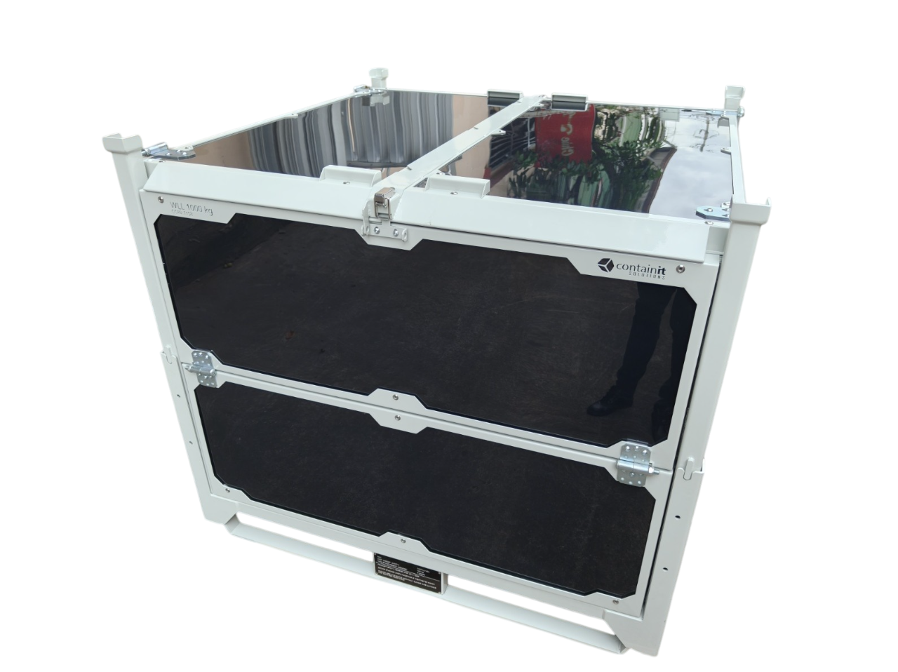 Heavy Duty Powder Coated Steel Transport Cage Custom Size Stackable Foldable Container Box