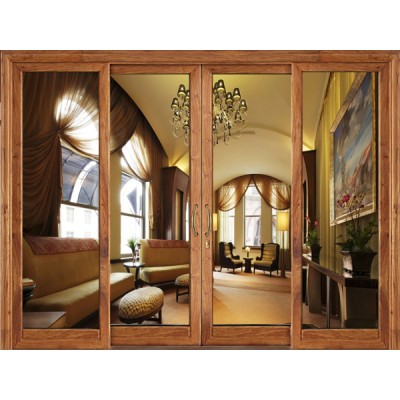 Wood-grain Xingfa aluminum sliding door
