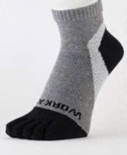 Gray, black and white 5-toe socks