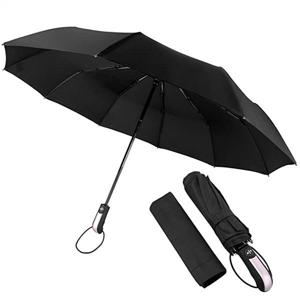 Auto-open close 3 fold umbrella