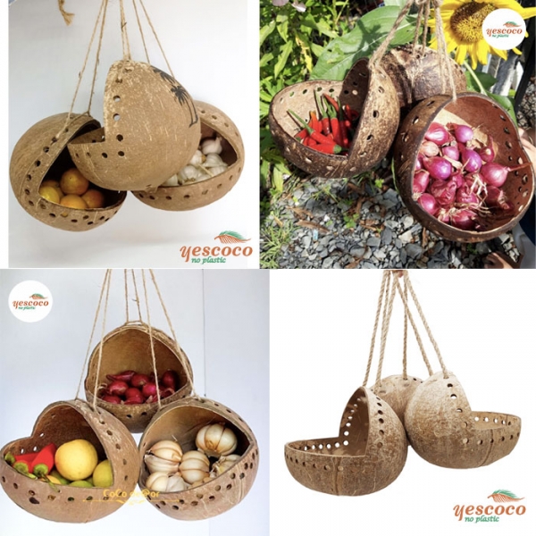 coconut shell hanging spice pot