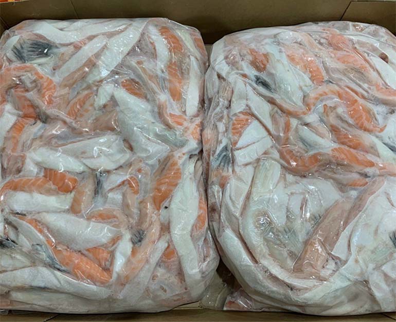 Frozen salmon rib