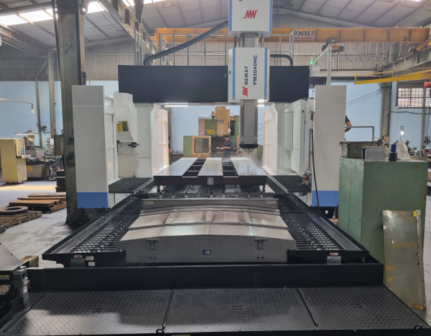 Industrial machine frame processed on a 4-axis CNC milling machine
