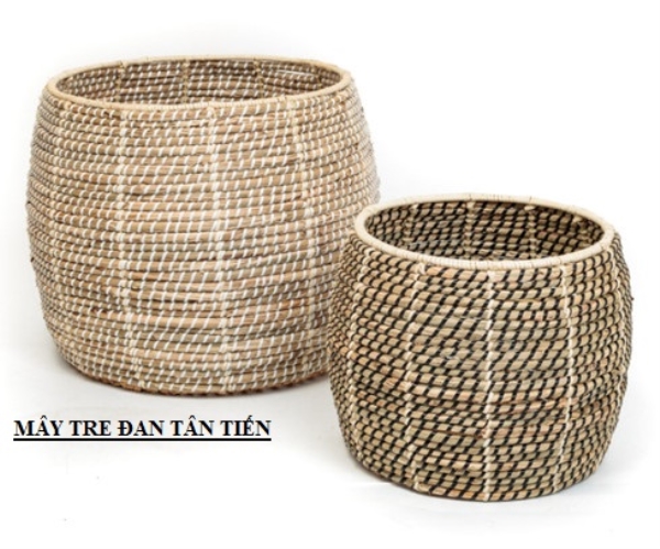 Bamboo and rattan plant pot