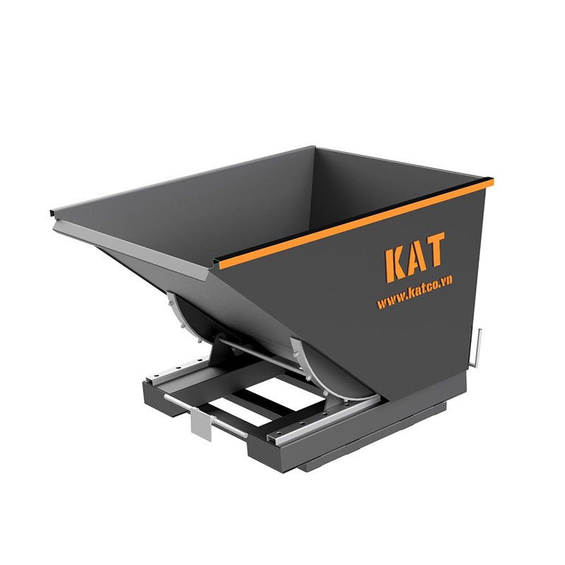 Self-dumping industrial trash bin