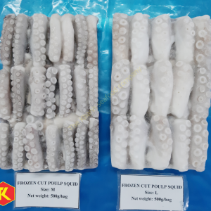 Frozen poulp squid cut block