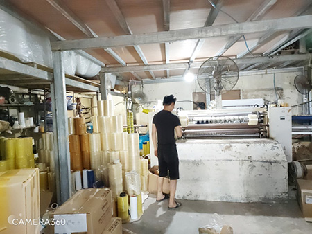 Machinery for adhesive tapes